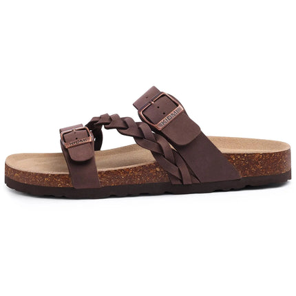 Crestar Sandali con pedana in sughero da donna Sandali scorrevoli slip-on con fibbia alla moda da donna Nuove pantofole comode estive con supporto per l'arco plantare