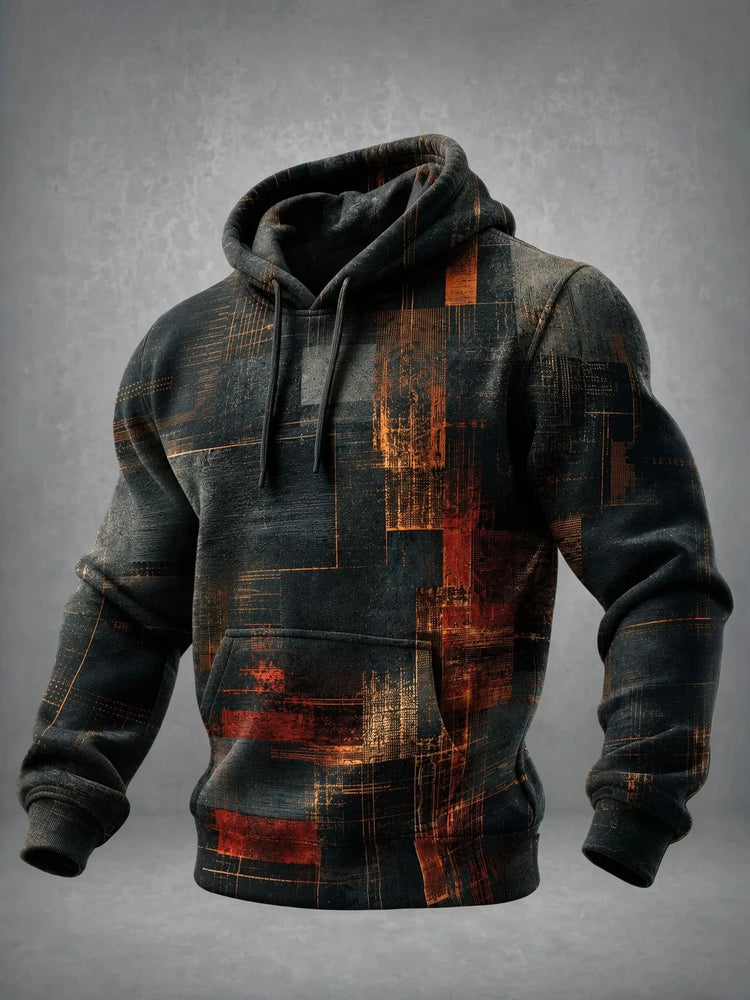 Unisex 3D Printed Hoodie Vintage Rust Texture Block Pullover Long Sleeve Kangaroo Pocket Street Casual Sweatshirt