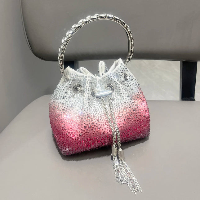 Handle Rhinestones Evening clutch Bag Purses and handbag luxury Designer shoulder bag Shiny Crystal Clutch purse bucket bag PlatiNum