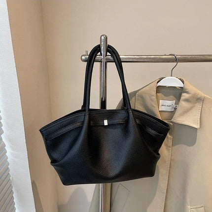 Nuove Borse a Spalla di Lusso 2026 con Motivo Lychee, in Pelle PU Tinta Unita, Borse da Donna di Grande Capacità, Borsa Tote da Viaggio