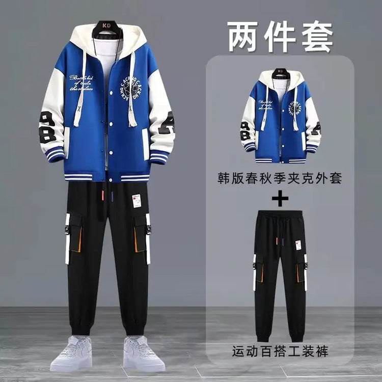 2022 Spring Autumn Men's Sets Print Tracksuit Men 2 Pieces Set Hoodies+Sweatpants Japan Fashion Men Clothing Jogging Sets Men