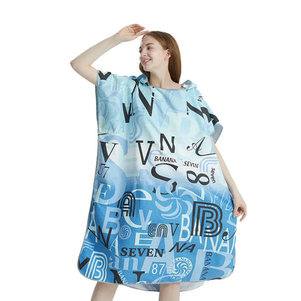 Surf Poncho Towel Quick Dry Microfiber Hooded Beach Robe Changing Poncho Bath Towel Beach Poncho for Adults (A12)