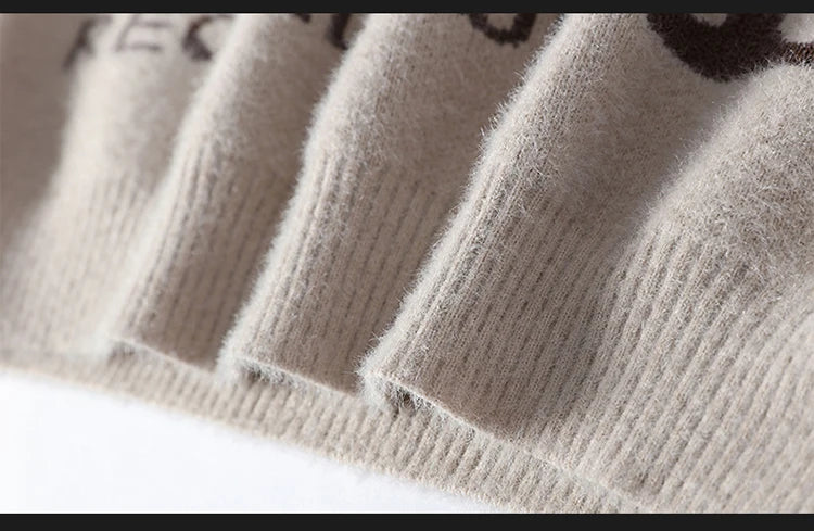 Fashion Letter Sweater For Mens Pullover O-Neck Slim Fit Jumpers Knitwear Warm Winter Korean Style Casual Mens Clothes