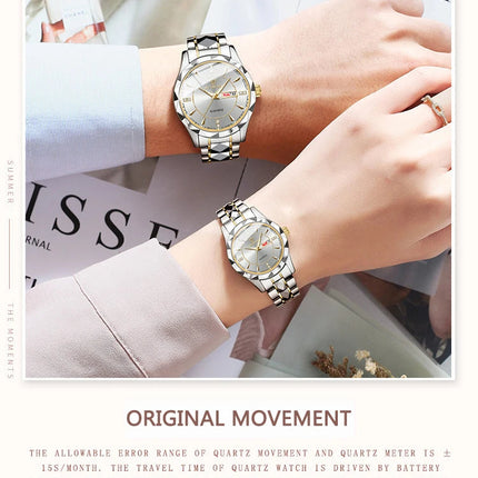 BINBONG Orologi da donna Orologio al quarzo da donna di moda di lusso Orologio da polso in acciaio inossidabile con data luminosa impermeabile Regalo per gli amanti della fidanzata platinumshop