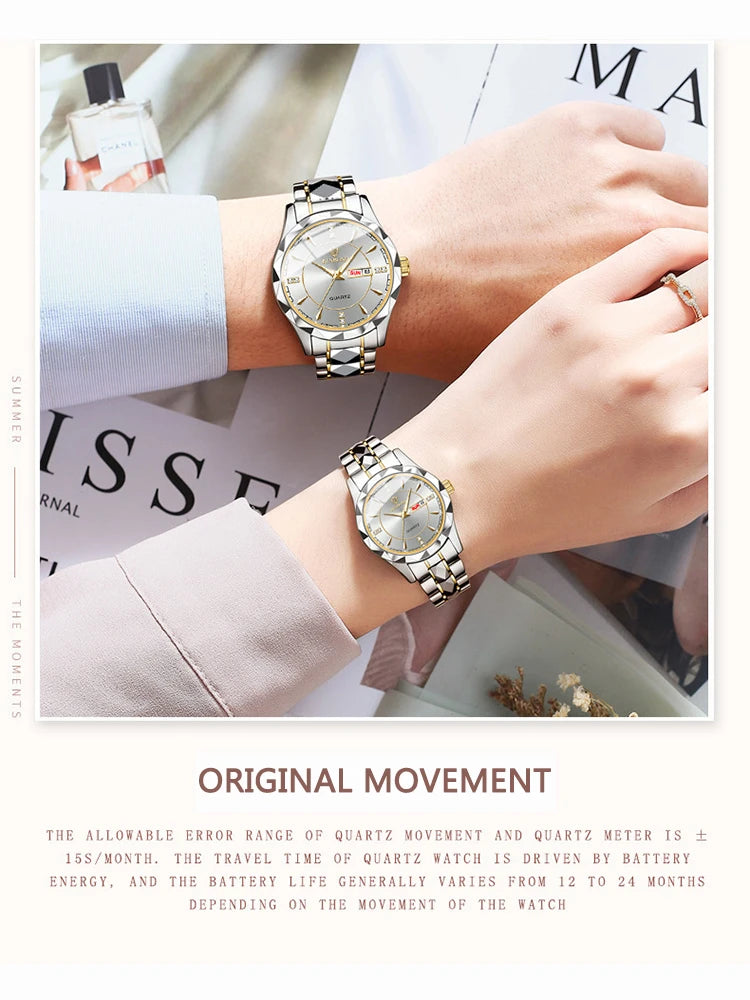 BINBONG Orologi da donna Orologio al quarzo da donna di moda di lusso Orologio da polso in acciaio inossidabile con data luminosa impermeabile Regalo per gli amanti della fidanzata platinumshop