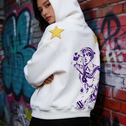 Jojo Bizarre Adventure Star Design Hoodies Women Men Zip Anime Hoodie Harajuku Streetwear Sweatshirt Y2k Men Clothing