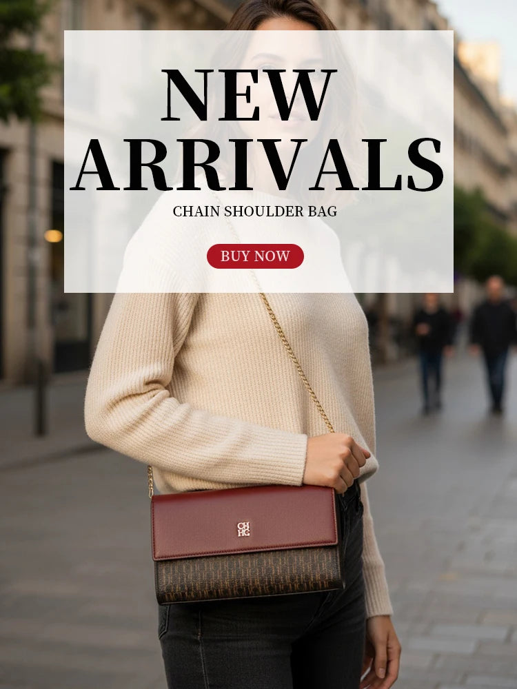 Borsa a tracolla da donna alla moda CH con design con stampa di lettere Borsa a catena da donna versatile essenziale per il Festival 2025