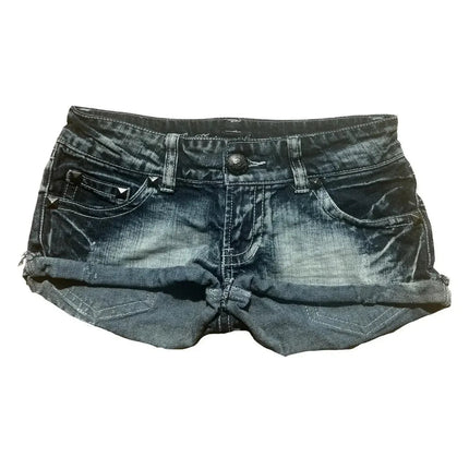 Hip hop fashion street clothing graphic printing style women black shorts ins y2k goth slim denim shorts PlatiNum
