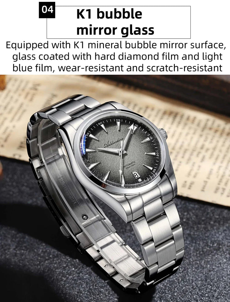 ADDIESDIVE Luxury 39mm Men Automatic Watch 8215 Mechanical BWG9 Super Luminous 100m Waterproof Watches Bubble Glass Men‘s Watch