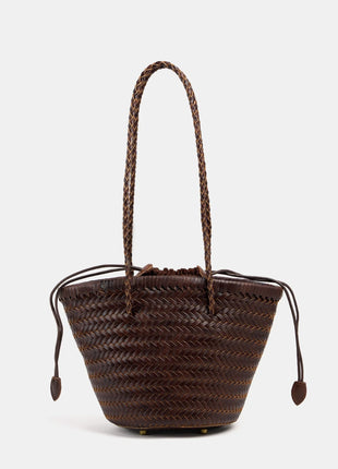 Borsa a secchiello intrecciata a mano 2026 in vera pelle, borsa a tracolla vintage da donna per uso quotidiano, pendolarismo e vacanze