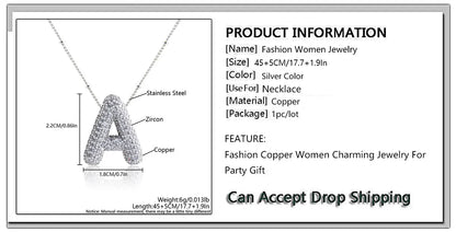 MHS.SUN Collana con iniziale a bolle di alta qualità Lettera AZ Colore argento Zircone 26 Ciondolo con palloncino iniziale per gioielli da donna