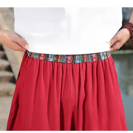 Pantaloni Larghi da Uomo Stile Cinese Retrò 2026, Taglie Forti, di Tendenza, Moda High Street, in Cotone e Lino, Leggings Uomo