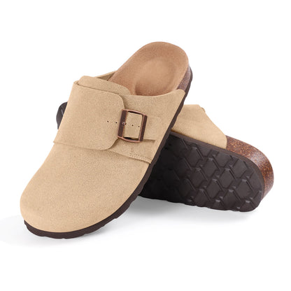 Eyriphy New Women Open Toe Leopard Slides With Adjustable Buckle Classic Flat Sandals Casual Cork Footbed Women's Slippers