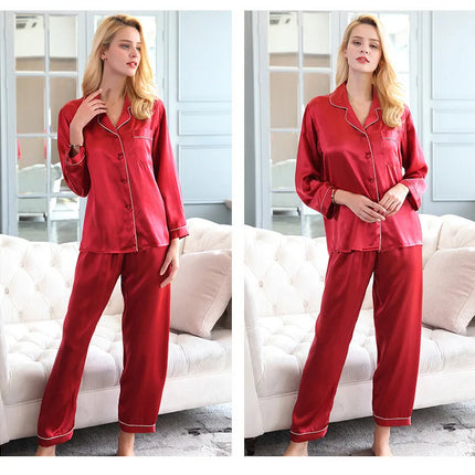 Pigiama di seta di gelso 100% donna estate inverno primavera a maniche lunghe in due pezzi coppia servizio a domicilio pigiama di seta per signora