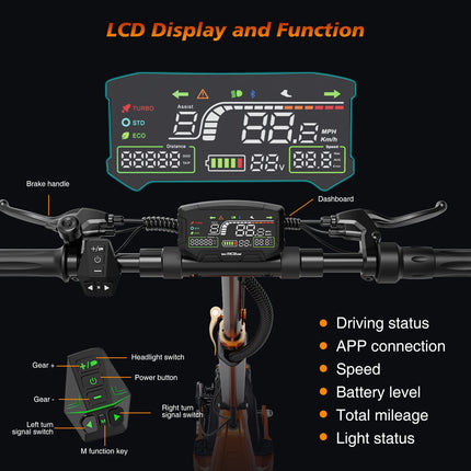 RCB D7 D7 PRO Monopattino Elettrico, Monopattino Elettrico per Adulti, Autonomia 80-110KM,  500W, 25KM/H, Pieghevole, Display LED, Controllo APP, Freni a Disco, Doppia Sospensione, Pneumatici 10 Pollici, Carico 150KG