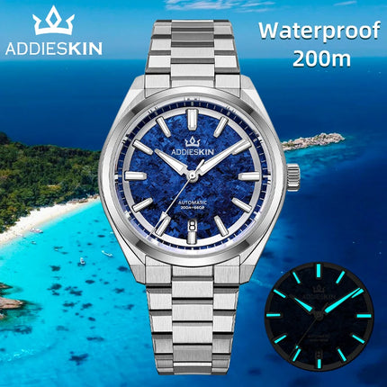 AddiesKin Men Automatic Mechanical Watch Miyota 9015 Sapphire Crystal 200M Waterproof Stainless Steel Luxury Diver Watch K006