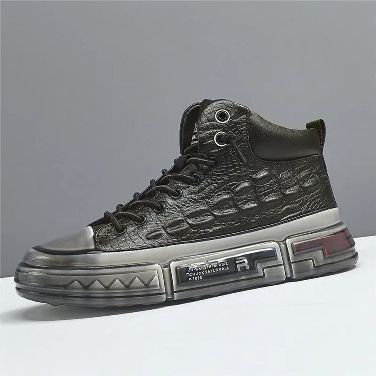 New Designers Genuine Leather Alligator Pattern All Match Sneaker For Men Casual Shoes Flats Walking Footwear Zapatos Hombre