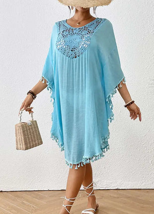 Abito Copricostume Estivo da Donna con Scollo Quadrato, Protezione Solare, Vestibilità Ampia, Traforato, per Spiaggia e Vacanze platinumshop