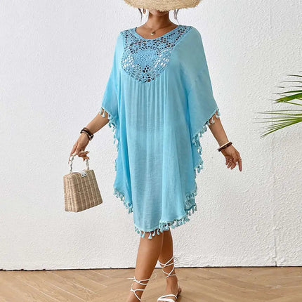Abito Copricostume Estivo da Donna con Scollo Quadrato, Protezione Solare, Vestibilità Ampia, Traforato, per Spiaggia e Vacanze platinumshop