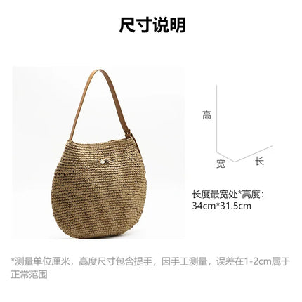 Borsa a Spalla da Donna Estiva in Paglia Intrecciata, Borsa Grande Capacità Artigianale in Rattan, Borsa Tote di Lusso Designer da Spiaggia