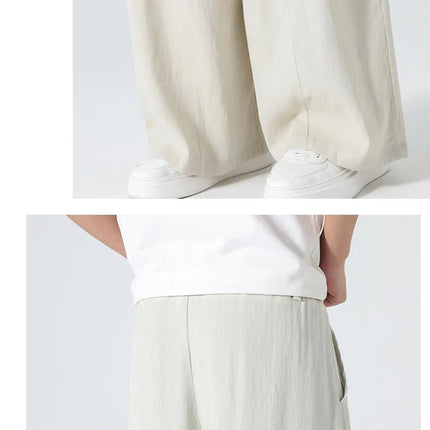 Pantaloni a gamba dritta da uomo in cotone e lino, stile retrò, larghi, leggeri, sottili, stile Nepal, comodi, stile Harajuku, taglie forti fino alla 5XL