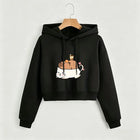 Kawaii Cat with Capybara Cropped Sweatshirt Crop Top Hoodie Y2k Sweatshirts Gothic Casual Style Clothes Pullover