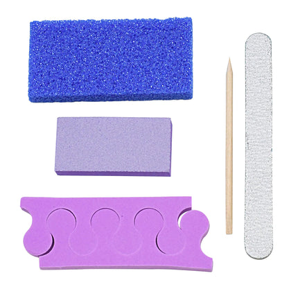 600 Sets/Carton Disposable Pedicure Sets 5Pcs Disposal Pedicura Kit With Cuticle Wood Stickfor Professional Nail Salon Tools