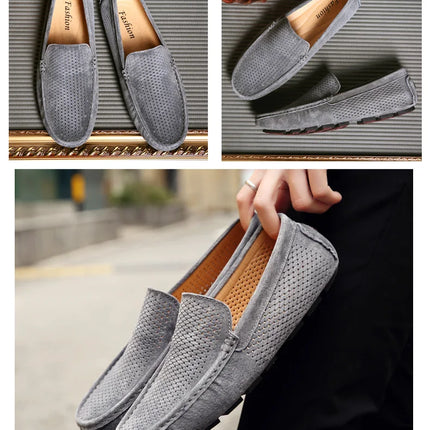 Mocassini da Uomo in Pelle Scamosciata Traspiranti Estivi, Scarpe da Guida di Lusso, Nuove Calzature Casual da Uomo