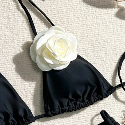 Costume da Bagno Sexy con Fiori e Fascia, Bikini a Perizoma 2025, Costumi da Bagno Donna con Lacci, Set Bikini Brasiliano, Biquini Mujer platinumshop