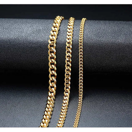 3-11MM Classic Cuban Chain Necklace for Men Women,Silver Black Gold Grey Color Stainless Steel Chains,Basic Punk Jewelry Gift PlatiNum
