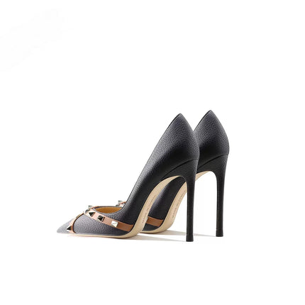 Scarpe da Donna in Pelle Verniciata Stile Star 2026, Tacchi Alti di Lusso con Borchie, Pumps Sexy a Punta, Scarpe da Sposa, Scarpe da Sera 34