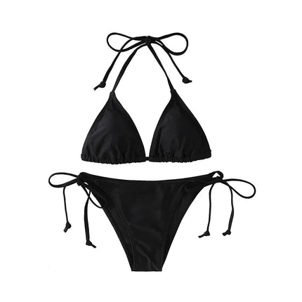 Set 2 Pezzi Bikini Sexy alla Moda per Donna, Costume da Bagno Triangolare con Laccetti, Abbigliamento da Spiaggia, Perizoma, Costume Intero Brasiliano platinumshop