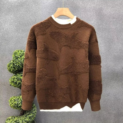 Autumn Winter New Fashion Round Neck Long Sleeve Solid Sweaters Men's Clothing Casual All-match Warm Simplicity Knitting Tops
