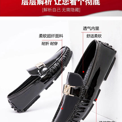 Scarpe a cuffia da uomo, scarpe slip-on primaverili ed estive, scarpe da uomo alla moda in pelle verniciata stile coreano, scarpe pigre basse, scarpe casual, fatte a mano