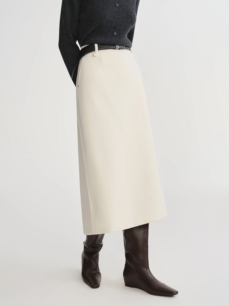 DUSHU Classic Long and Short Elastic Waist A-line Skirt 2025 Winter Skirt for Women Solid Simple Commuting Office Ladies College PlatiNum