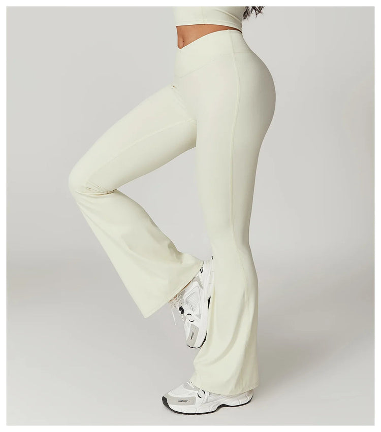 Flare Leggings Yoga Pants Women Bell-bottoms Yoga Tights High Waist Fitness Pants Stretch Gym Workout Sports Push Up Leggings PlatiNum