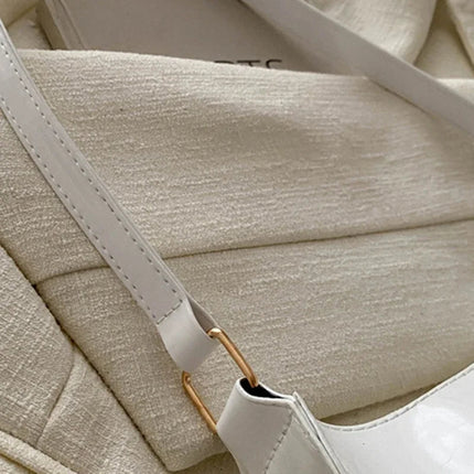 Retro Solid Color PU Leather Shoulder Underarm Bag Women's Fashion Handbags Casual Purses and Handbag Ladies Hand Bags PlatiNum