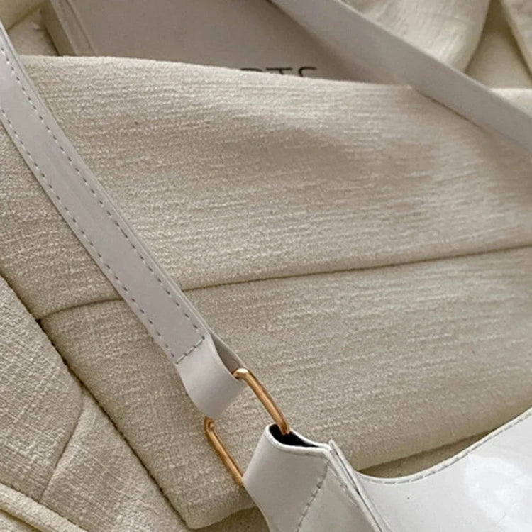 Retro Solid Color PU Leather Shoulder Underarm Bag Women's Fashion Handbags Casual Purses and Handbag Ladies Hand Bags PlatiNum