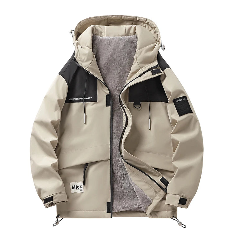 Plus Size Male Waterproof Windproof Hooded Jacket Autumn Winter New Fashion Men Casual Loose Fleece Thick Warm High Quality Coat