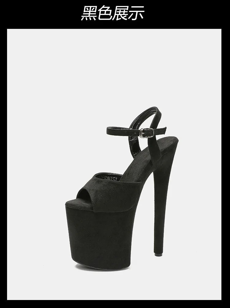 Purple Super High Heel Nightclub Stage Shoes Women 20CM Stiletto Suede Pole Dance Sandals Model Catwalk Show Summer High Heels