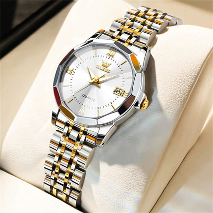 OLEVS 9931 Elegante Orologio da Donna di Lusso, Marca Originale, Movimento al Quarzo, Impermeabile, in Acciaio Inossidabile, Luminoso con Data platinumshop