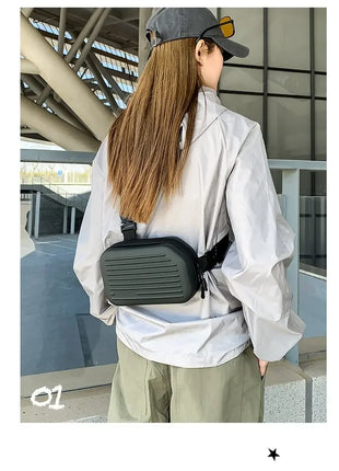 Borsa a tracolla rigida nera, leggera e portatile, per adulti, ideale per il trasporto quotidiano, lo shopping, le brevi camminate all'aperto e l'uso quotidiano.