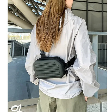 Borsa a tracolla rigida nera, leggera e portatile, per adulti, ideale per il trasporto quotidiano, lo shopping, le brevi camminate all'aperto e l'uso quotidiano.