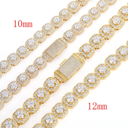 NY 10/12mm Disponibile Catena di zucchero di roccia AAAAA Cubic Zirconia Collana di gioielli stile Hip Hop per uomo e donna