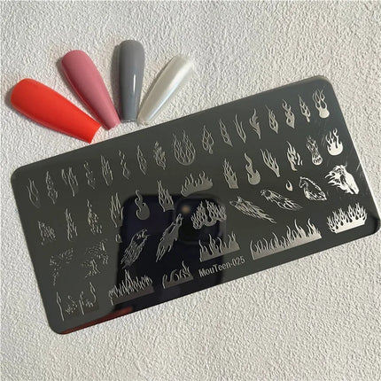 Gothic Cross Nail Stamping Plate Dark Rosary Cross Stainless Steel Punk Nail Art Stencil for DIY Manicure