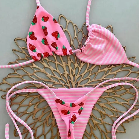 Micro Bikini Push-Up Donna 2026 - Set Bikini Brasiliano Halter con Stampa Floreale e Tinta Unita - Costumi da Bagno da Spiaggia