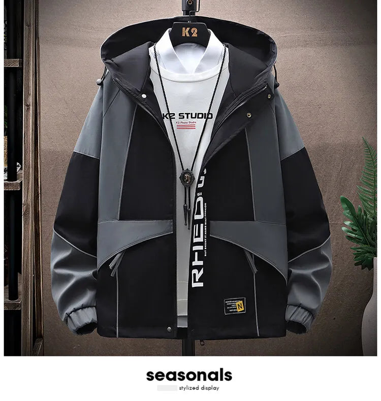 Men's Sets Sportswear Suit Hooded Colorblock Casual patchwork Hooded Jacket + Pants Suit Men's 2-piece Jogger Sweatshirt