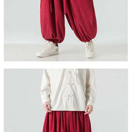 Pantaloni di velluto a coste da uomo autunno inverno pantaloni larghi casual oversize da uomo streetwear moda Harajuku donna pantaloni in vita elastica da uomo