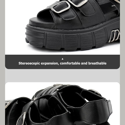 U-DOUBLE 2026 Women's Platform Punk Style Sandals Summer Women's Clip Toe Roman High Heel Slippers