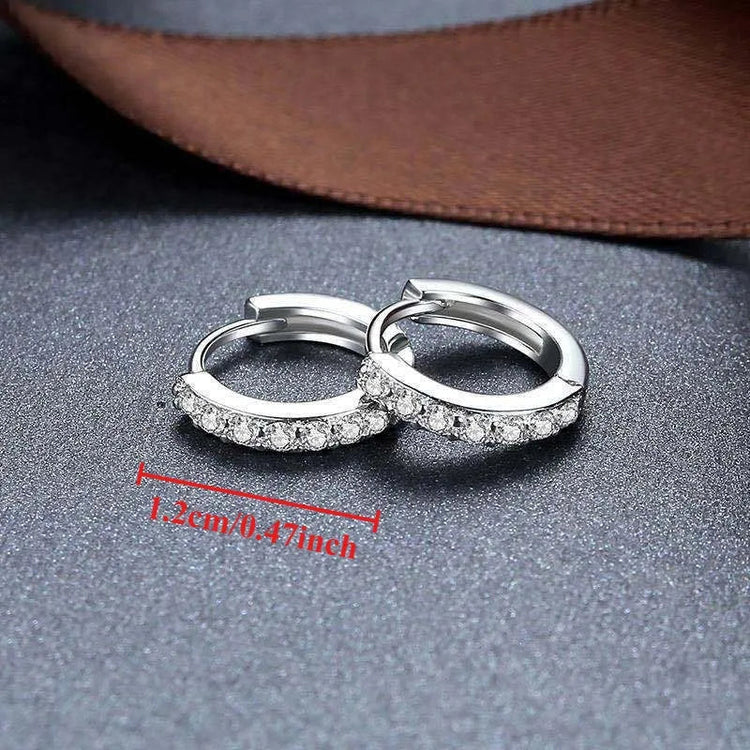 925 Sterling Silver Shining Zircon Earrings for Women Vintage Simple Round Circle Hoop Earrings Designer Party Jewelry Gifts PlatiNum